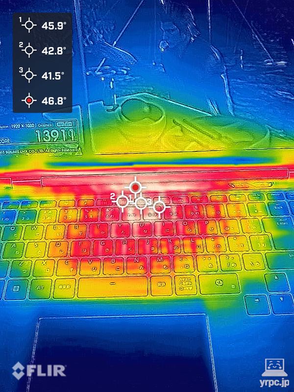 ゲームプレイ30分後の表面温度