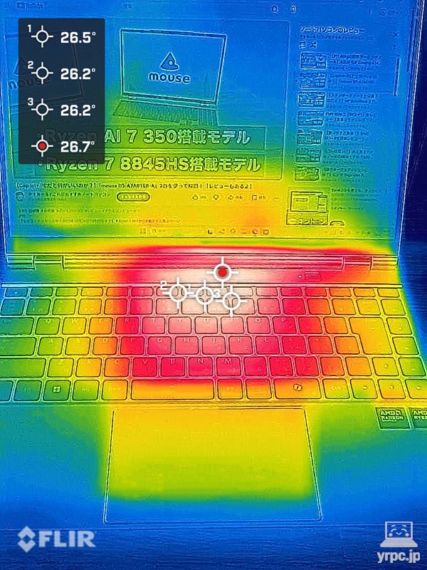 YouTube30分再生後の表面温度