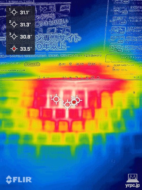 YouTube30分再生後の表面温度