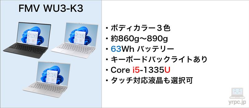 FMV WU3-K3との違い