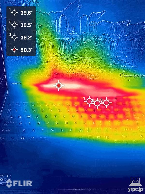 ゲームプレイ30分後の表面温度