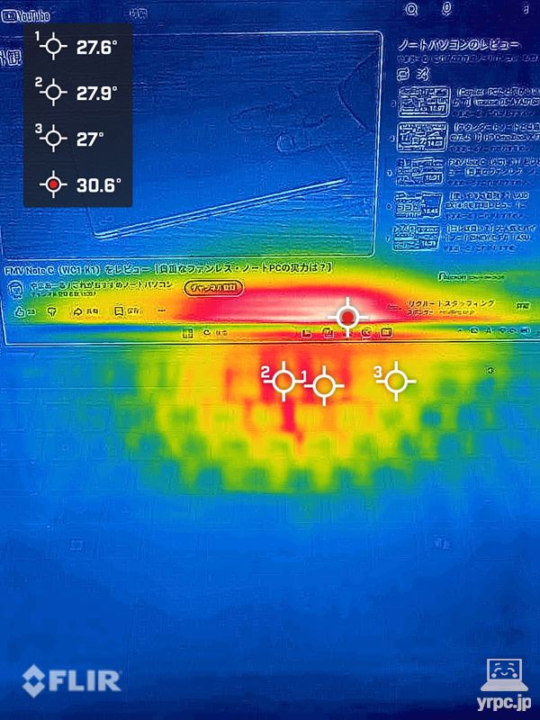 YouTube30分再生後の表面温度