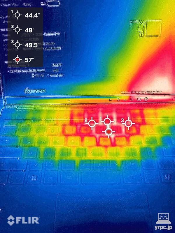 ベンチマークテスト30分後の表面温度