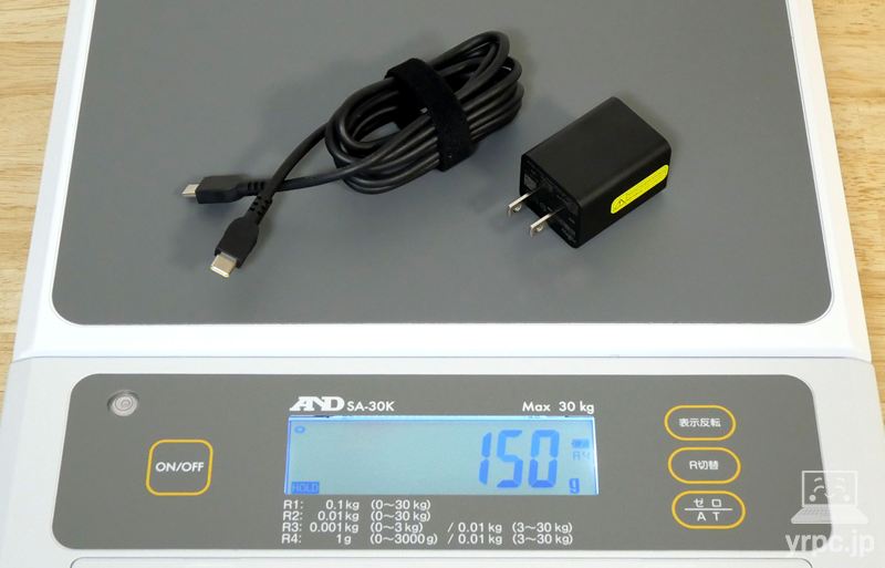 FMV WU6-L1のACアタプターの重さ：実測